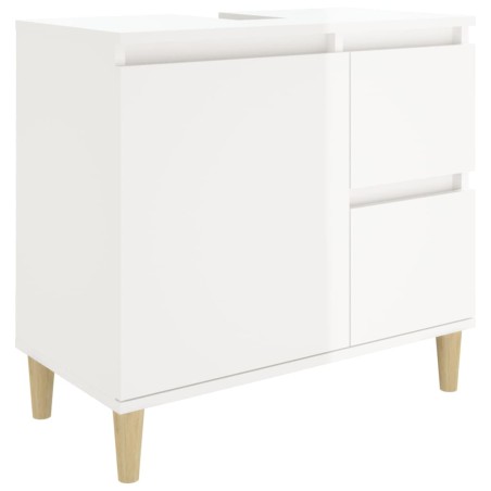 vidaXL Armadietto Bagno Bianco Lucido 65x33x60cm in Legno Multistrato