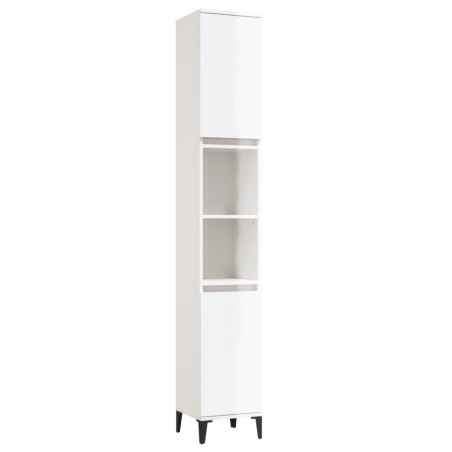 vidaXL Armadietto Bagno Bianco Lucido 30x30x190cm in Legno Multistrato