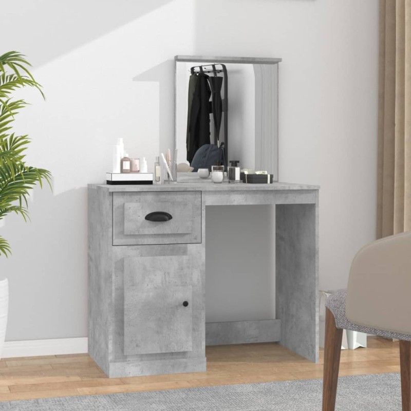 vidaXL Toeletta Specchio Grigio Cemento 90x50x132,5 Legno Multistrato vidaXL Toeletta Specchio Grigio Cemento 90x50x132,5 Legno Multistrato
