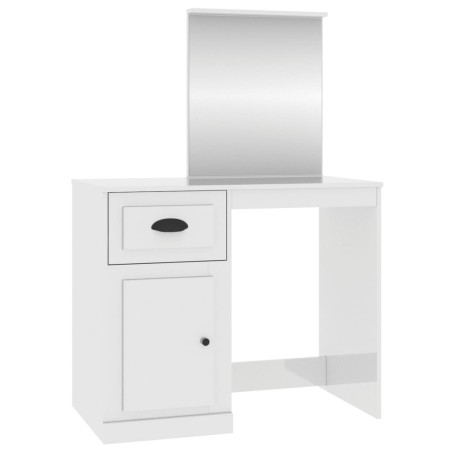 vidaXL Toeletta Specchio Bianco Lucido 90x50x132,5cm Legno Multistrato