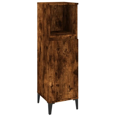 vidaXL Armadietto Bagno Rovere Fumo 30x30x100 cm in Legno Multistrato