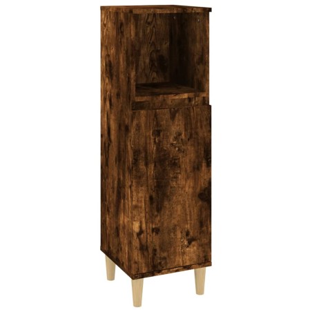 vidaXL Armadietto Bagno Rovere Fumo 30x30x100 cm in Legno Multistrato