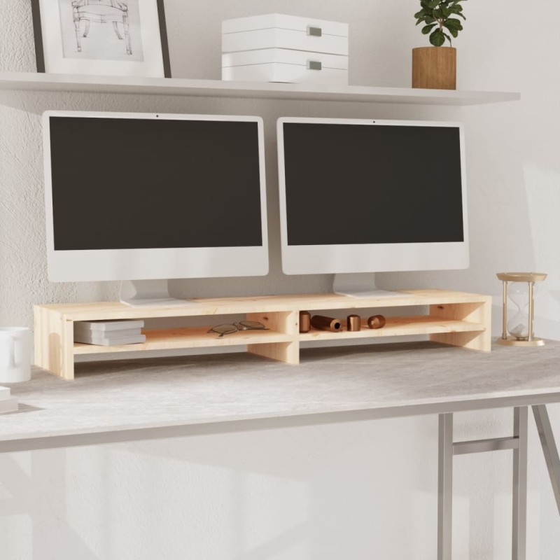 Supporto per Monitor 100x24x13 cm in Legno Massello di Pino Supporto per Monitor 100x24x13 cm in Legno Massello di Pino