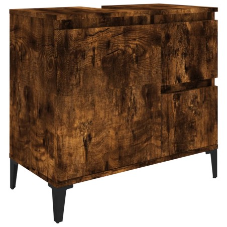 vidaXL Armadietto Bagno Rovere Fumo 65x33x60 cm in Legno Multistrato