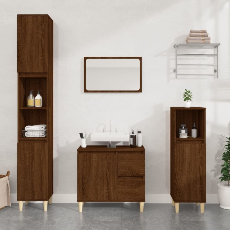 vidaXL Armadietto Bagno Rovere Marrone 30x30x190cm Legno Multistrato vidaXL Armadietto Bagno Rovere Marrone 30x30x190cm Legno Multistrato