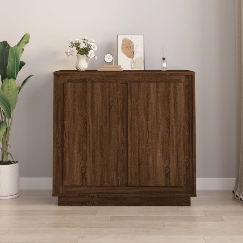 vidaXL Credenza Rovere Marrone 80x34x75 cm in Legno Multistrato vidaXL Credenza Rovere Marrone 80x34x75 cm in Legno Multistrato