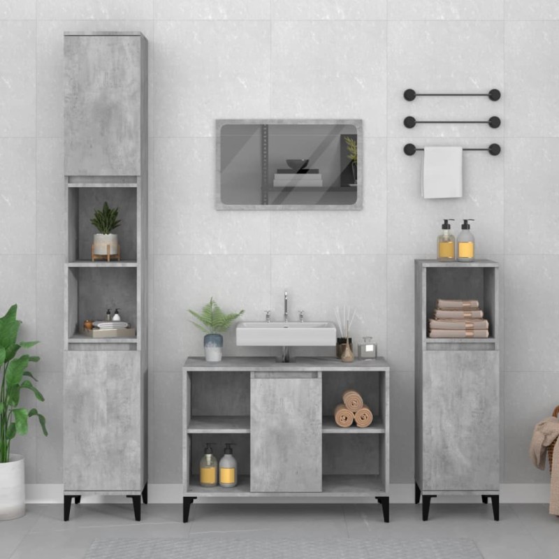 vidaXL Mobile Lavabo Grigio Cemento 80x33x60 cm in Legno Multistrato vidaXL Mobile Lavabo Grigio Cemento 80x33x60 cm in Legno Multistrato