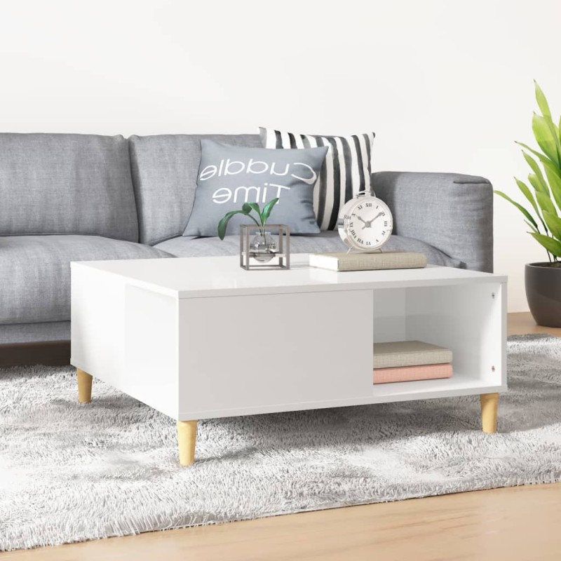 vidaXL Tavolino Salotto Bianco Lucido 80x80x36,5 cm Legno Multistrato vidaXL Tavolino Salotto Bianco Lucido 80x80x36,5 cm Legno Multistrato