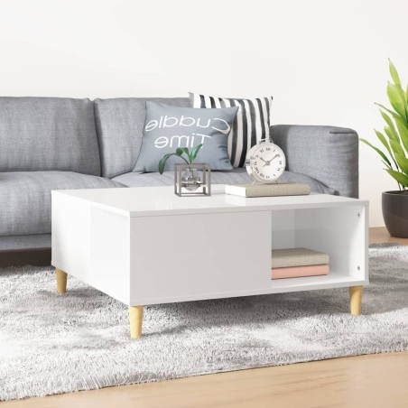 vidaXL Tavolino Salotto Bianco Lucido 80x80x36,5 cm Legno Multistrato
