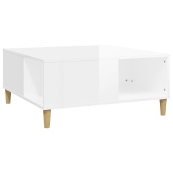 vidaXL Tavolino Salotto Bianco Lucido 80x80x36,5 cm Legno Multistrato