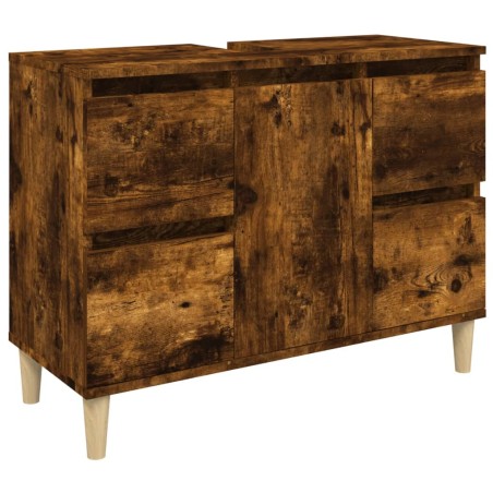 vidaXL Mobile Lavabo Rovere Fumo 80x33x60 cm in Legno Multistrato