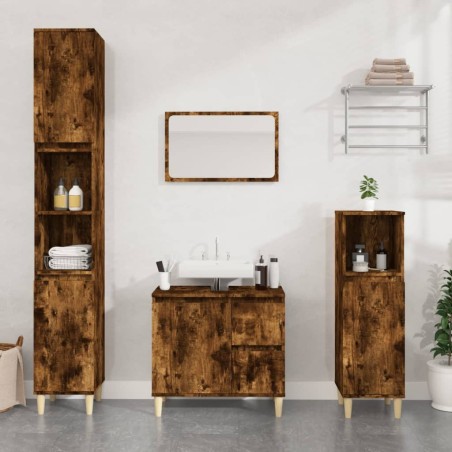 vidaXL Armadietto Bagno Rovere Fumo 65x33x60 cm in Legno Multistrato