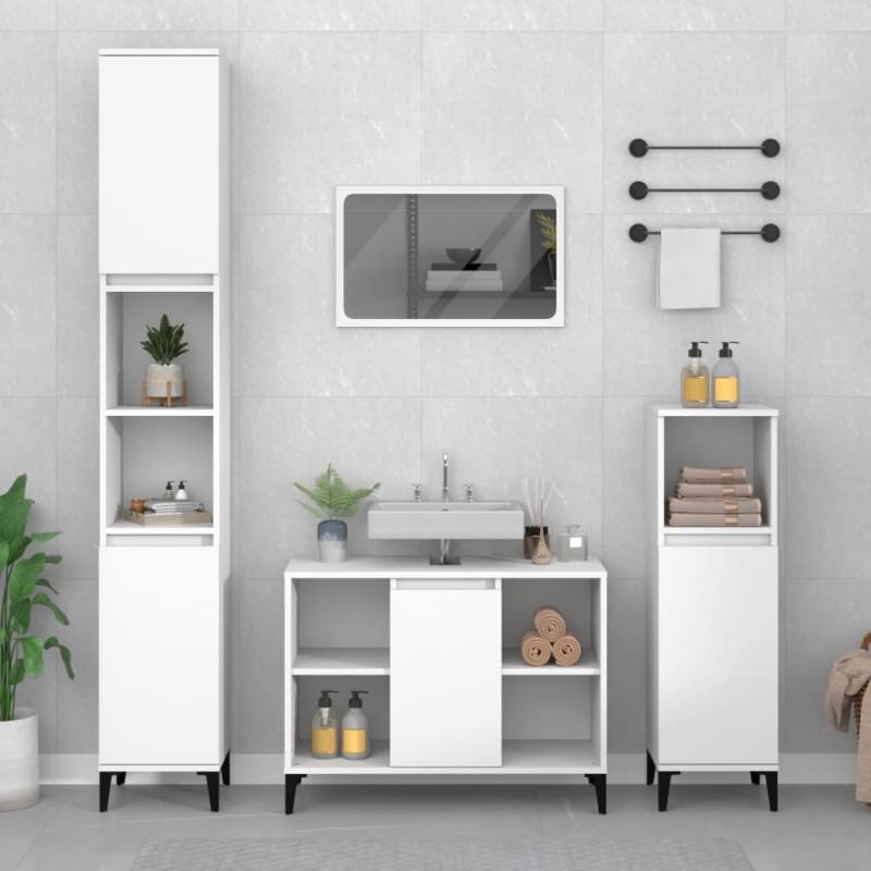 vidaXL Mobile Lavabo Bianco 80x33x60 cm in Legno Multistrato