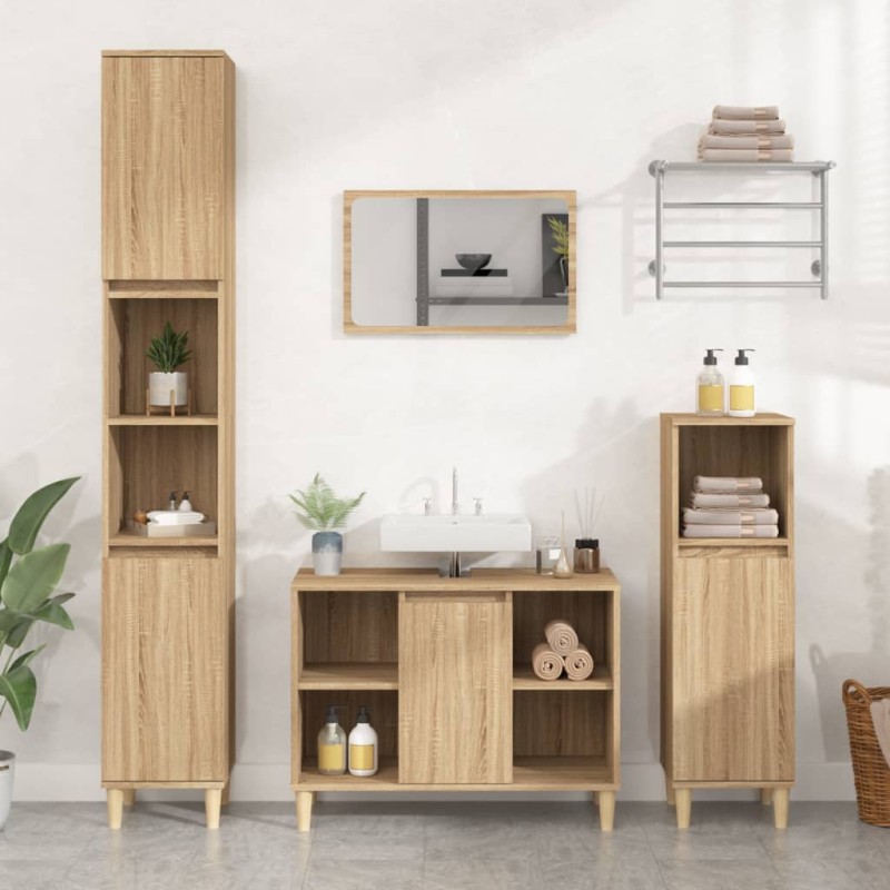 vidaXL Mobile Lavabo Rovere Sonoma 80x33x60 cm in Legno Multistrato vidaXL Mobile Lavabo Rovere Sonoma 80x33x60 cm in Legno Multistrato