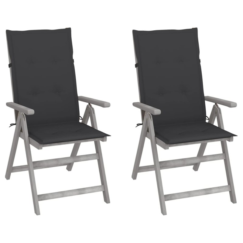 Sedie da Giardino Reclinabili 2pz con Cuscini Massello Acacia Sedie da Giardino Reclinabili 2pz con Cuscini Massello Acacia