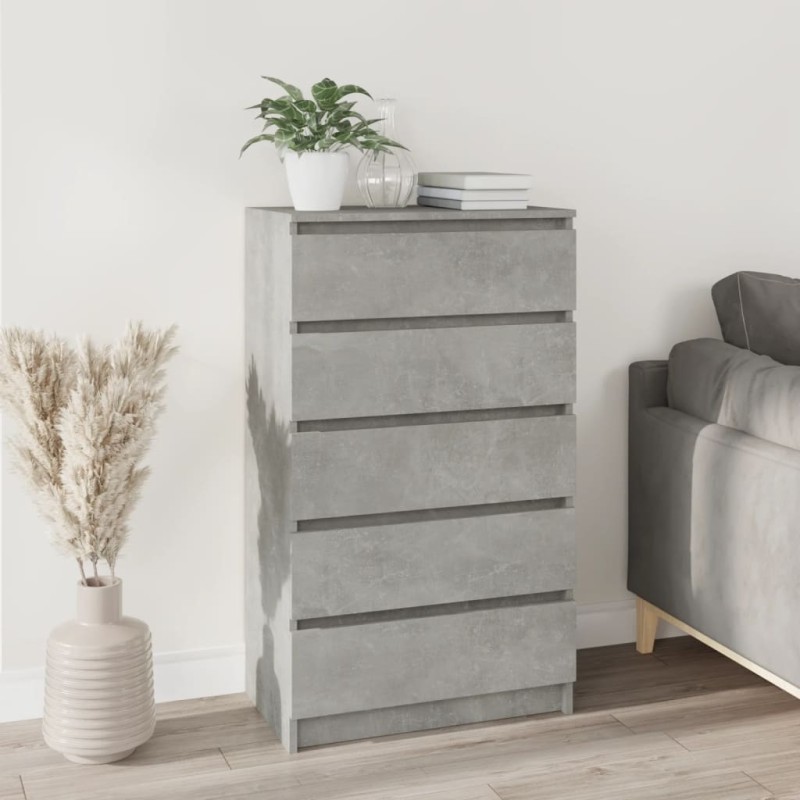 vidaXL Cassettiera Grigio Cemento 60x36x103 cm in Legno Multistrato vidaXL Cassettiera Grigio Cemento 60x36x103 cm in Legno Multistrato
