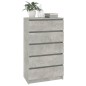 vidaXL Cassettiera Grigio Cemento 60x36x103 cm in Legno Multistrato vidaXL Cassettiera Grigio Cemento 60x36x103 cm in Legno Multistrato