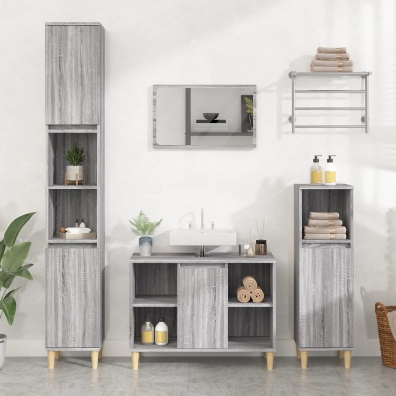 vidaXL Mobile Lavabo Grigio Sonoma 80x33x60 cm in Legno Multistrato vidaXL Mobile Lavabo Grigio Sonoma 80x33x60 cm in Legno Multistrato