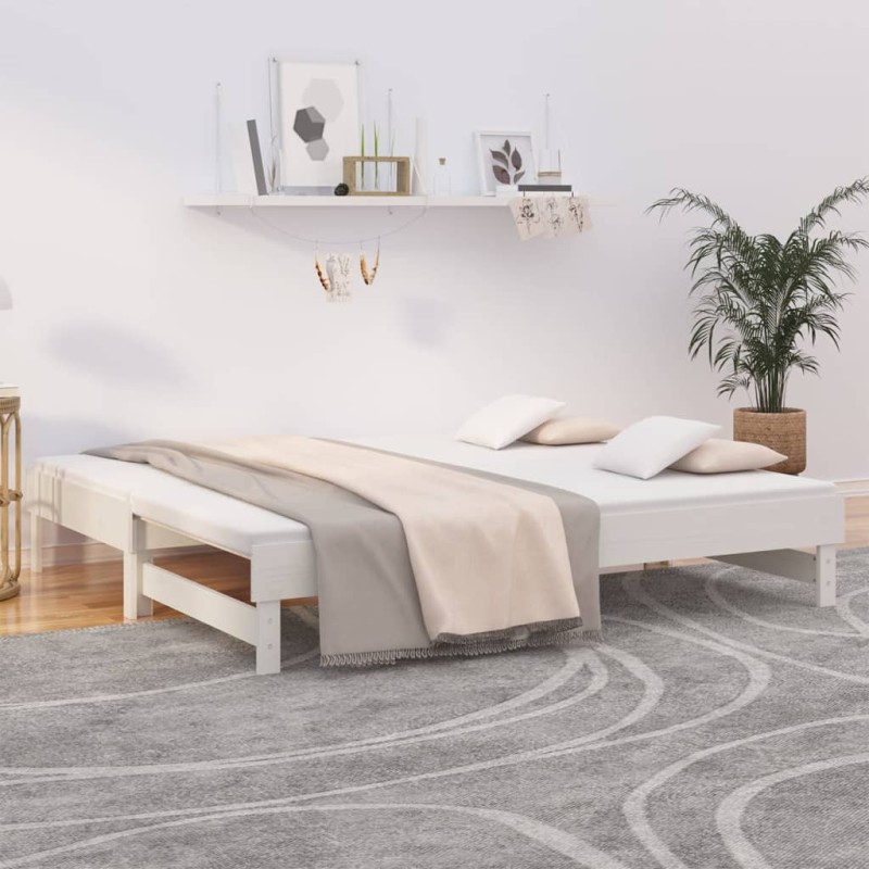 vidaXL Dormeuse Estraibile Bianca 2x(90x190) cm Legno Massello di Pino vidaXL Dormeuse Estraibile Bianca 2x(90x190) cm Legno Massello di Pino