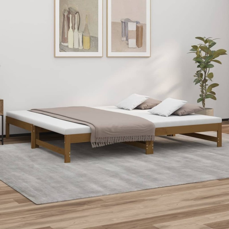 vidaXL Dormeuse Estraibile Miele 2x(100x200) cm Legno Massello di Pino vidaXL Dormeuse Estraibile Miele 2x(100x200) cm Legno Massello di Pino
