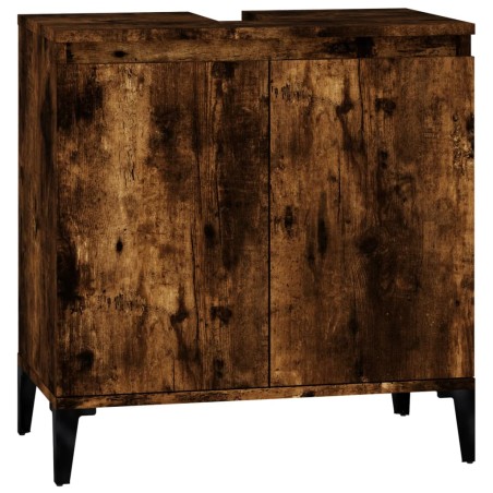 vidaXL Mobile Lavabo Rovere Fumo 58x33x60 cm in Legno Multistrato