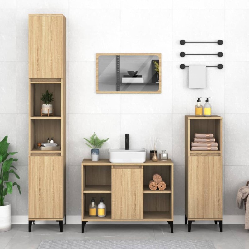 vidaXL Mobile Lavabo Rovere Sonoma 80x33x60 cm in Legno Multistrato vidaXL Mobile Lavabo Rovere Sonoma 80x33x60 cm in Legno Multistrato