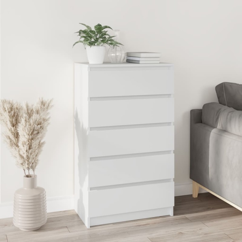 vidaXL Cassettiera Bianca 60x36x103 cm in Legno Multistrato vidaXL Cassettiera Bianca 60x36x103 cm in Legno Multistrato