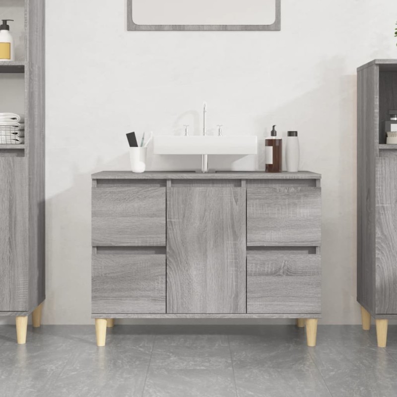 vidaXL Mobile Lavabo Grigio Sonoma 80x33x60 cm in Legno Multistrato vidaXL Mobile Lavabo Grigio Sonoma 80x33x60 cm in Legno Multistrato