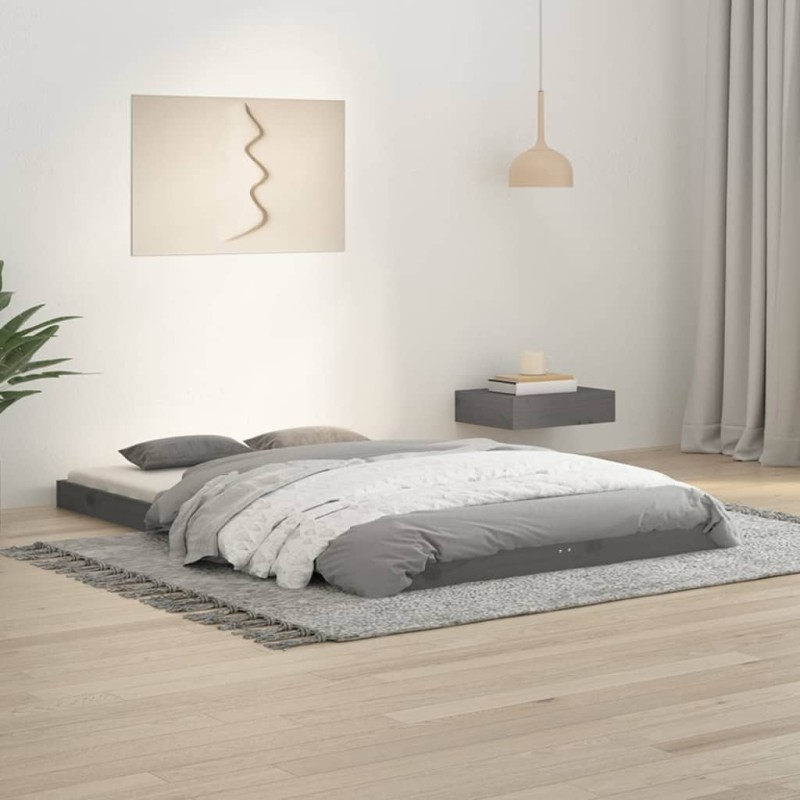 vidaXL Giroletto Grigio 120x190cm Legno Massello Pino 4FT Small Double vidaXL Giroletto Grigio 120x190cm Legno Massello Pino 4FT Small Double
