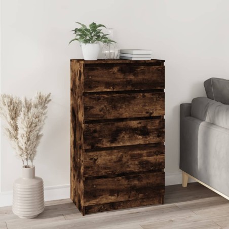vidaXL Cassettiera Rovere Fumo 60x36x103 cm in Legno Multistrato