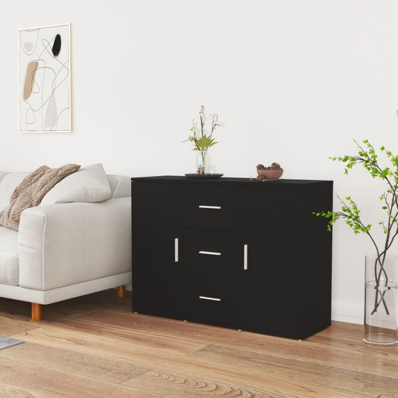vidaXL Credenza Nera 91x29,5x65 cm in Legno Multistrato vidaXL Credenza Nera 91x29,5x65 cm in Legno Multistrato