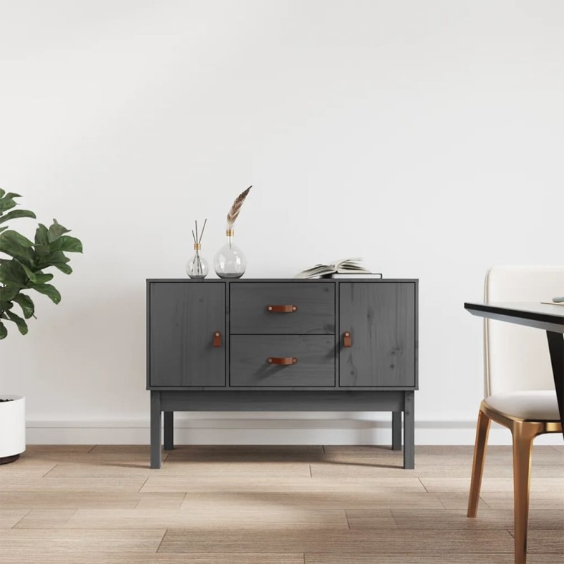vidaXL Credenza Grigia 110x40x78 cm in Legno Massello di Pino vidaXL Credenza Grigia 110x40x78 cm in Legno Massello di Pino
