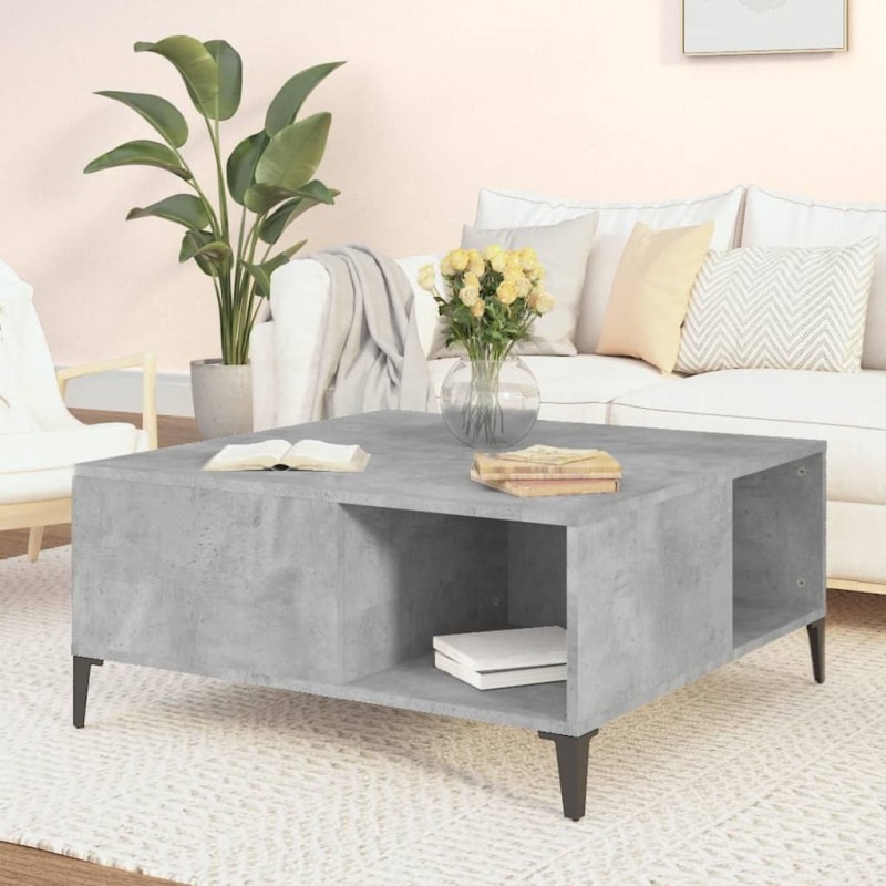 vidaXL Tavolino Salotto Grigio Cemento 80x80x36,5 cm Legno Multistrato vidaXL Tavolino Salotto Grigio Cemento 80x80x36,5 cm Legno Multistrato