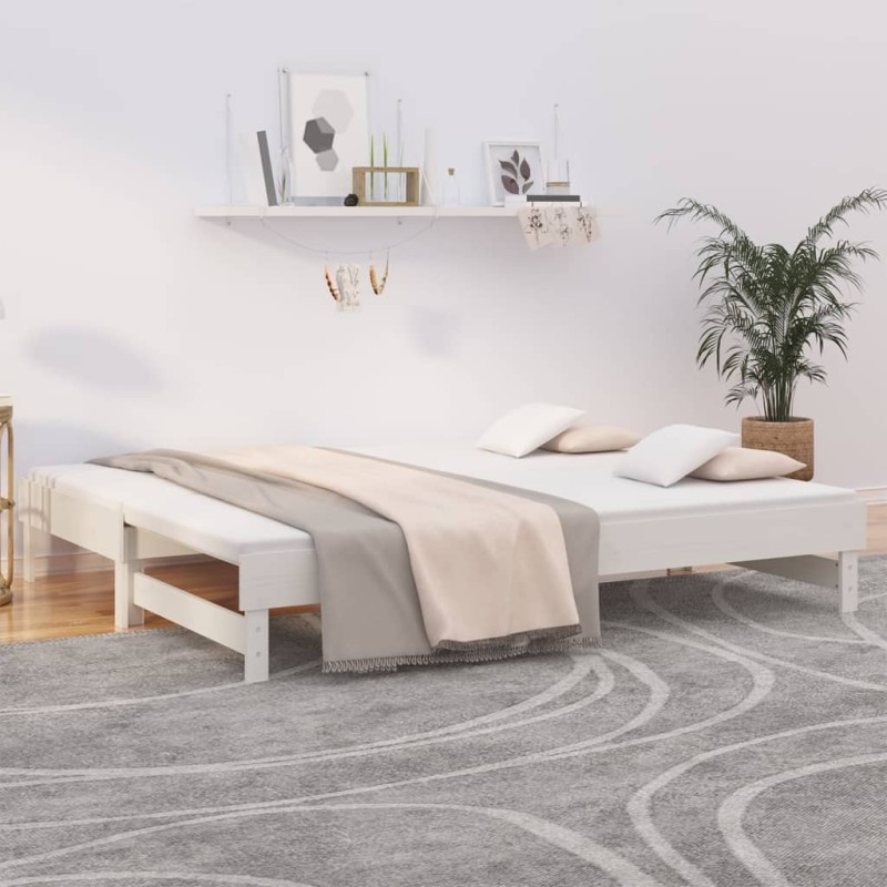 vidaXL Dormeuse Estraibile Bianca 2x(90x200) cm Legno Massello di Pino vidaXL Dormeuse Estraibile Bianca 2x(90x200) cm Legno Massello di Pino
