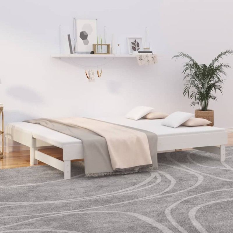 vidaXL Dormeuse Estraibile Bianca 2x(80x200) cm Legno Massello di Pino vidaXL Dormeuse Estraibile Bianca 2x(80x200) cm Legno Massello di Pino