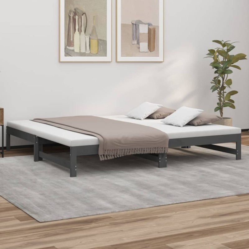 vidaXL Dormeuse Estraibile Grigia 2x(100x200)cm Legno Massello di Pino vidaXL Dormeuse Estraibile Grigia 2x(100x200)cm Legno Massello di Pino