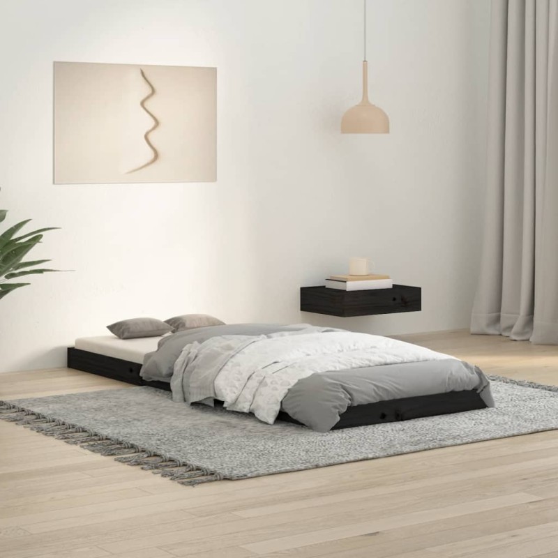 vidaXL Giroletto Nero 75x190 cm Legno Massello Pino 2FT6 Small Single vidaXL Giroletto Nero 75x190 cm Legno Massello Pino 2FT6 Small Single