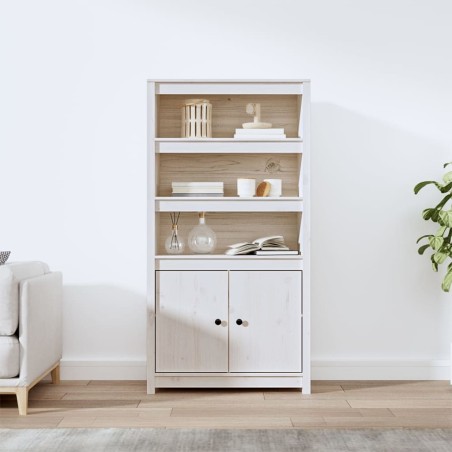 vidaXL Credenza Bianca 80x35x154 cm in Legno Massello di Pino