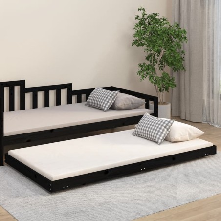 vidaXL Giroletto Nero 100x200 cm in Legno Massello di Pino