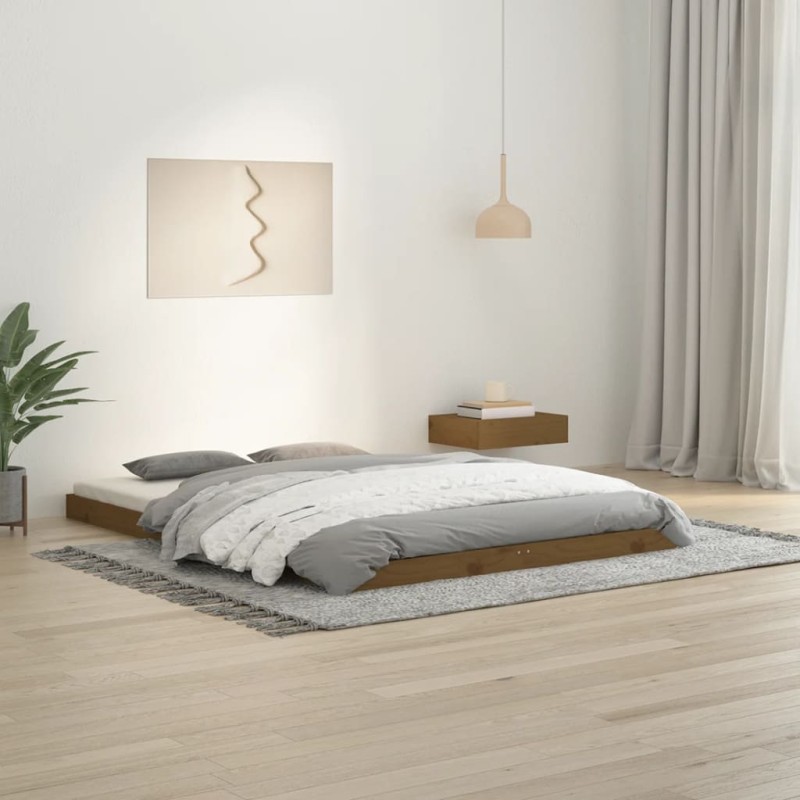 vidaXL Giroletto Miele 135x190 cm Legno Massello di Pino 4FT6 Double vidaXL Giroletto Miele 135x190 cm Legno Massello di Pino 4FT6 Double