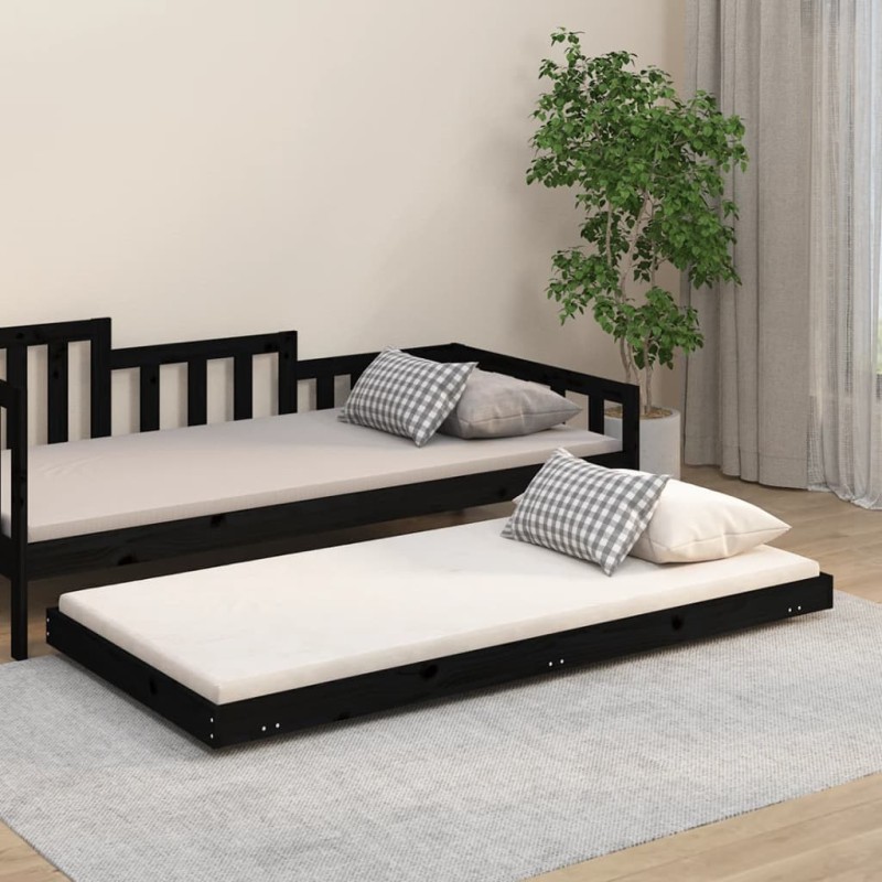 vidaXL Giroletto Nero 75x190 cm in Legno Massello di Pino vidaXL Giroletto Nero 75x190 cm in Legno Massello di Pino