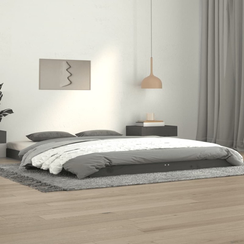 vidaXL Giroletto Grigio 140x190 cm in Legno Massello di Pino vidaXL Giroletto Grigio 140x190 cm in Legno Massello di Pino