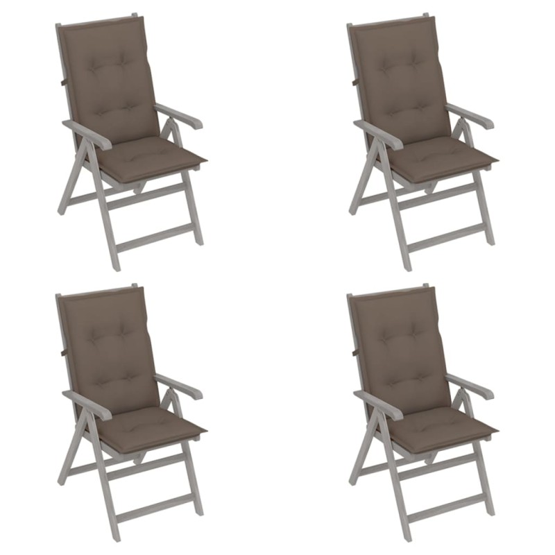 Sedie da Giardino Reclinabili 4 pz con Cuscini Massello Acacia Sedie da Giardino Reclinabili 4 pz con Cuscini Massello Acacia