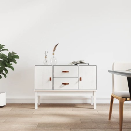 vidaXL Credenza Bianca 110x40x78 cm in Legno Massello di Pino