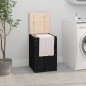 vidaXL Contenitore per Bucato Nero 44x44x66 cm Legno Massello Pino vidaXL Contenitore per Bucato Nero 44x44x66 cm Legno Massello Pino