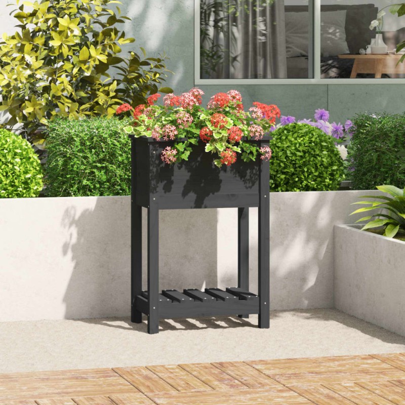 vidaXL Fioriera con Mensola Grigia 54x34,5x81cm Legno Massello di Pino vidaXL Fioriera con Mensola Grigia 54x34,5x81cm Legno Massello di Pino