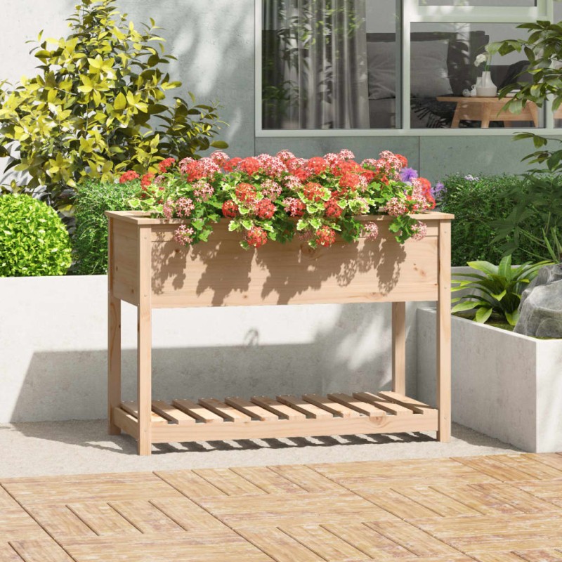 vidaXL Fioriera con Mensola 111,5x54x81 cm in Legno Massello di Pino vidaXL Fioriera con Mensola 111,5x54x81 cm in Legno Massello di Pino