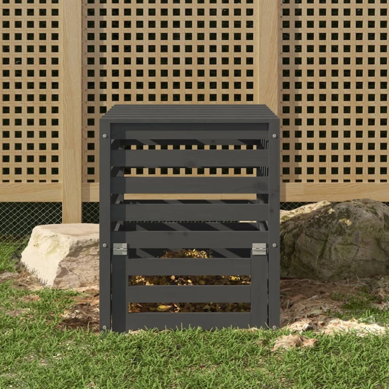 vidaXL Compostiera Grigia 63,5x63,5x77,5 cm in Legno Massello di Pino vidaXL Compostiera Grigia 63,5x63,5x77,5 cm in Legno Massello di Pino