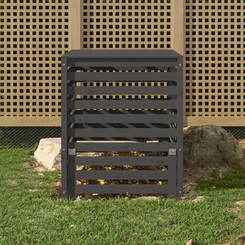vidaXL Compostiera Grigia 82,5x82,5x99,5 cm in Legno Massello di Pino vidaXL Compostiera Grigia 82,5x82,5x99,5 cm in Legno Massello di Pino