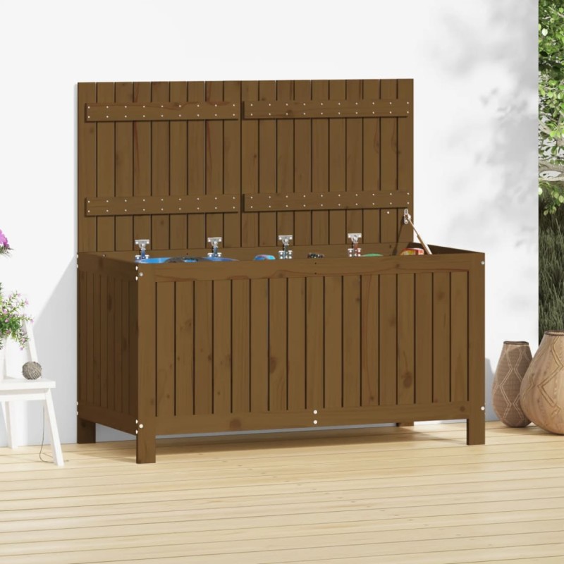 vidaXL Contenitore da Giardino Miele 121x55x64 cm Legno Massello Pino vidaXL Contenitore da Giardino Miele 121x55x64 cm Legno Massello Pino